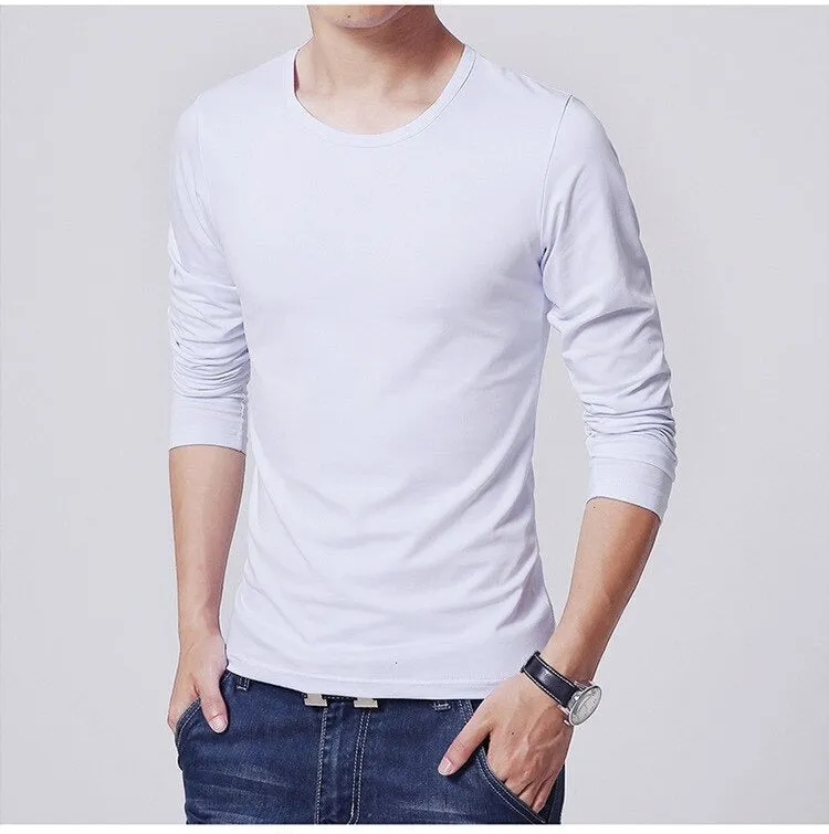 3 Basic Pure Colors Long Sleeve Slim Fit T-Shirt Tee for Young Men 3XL