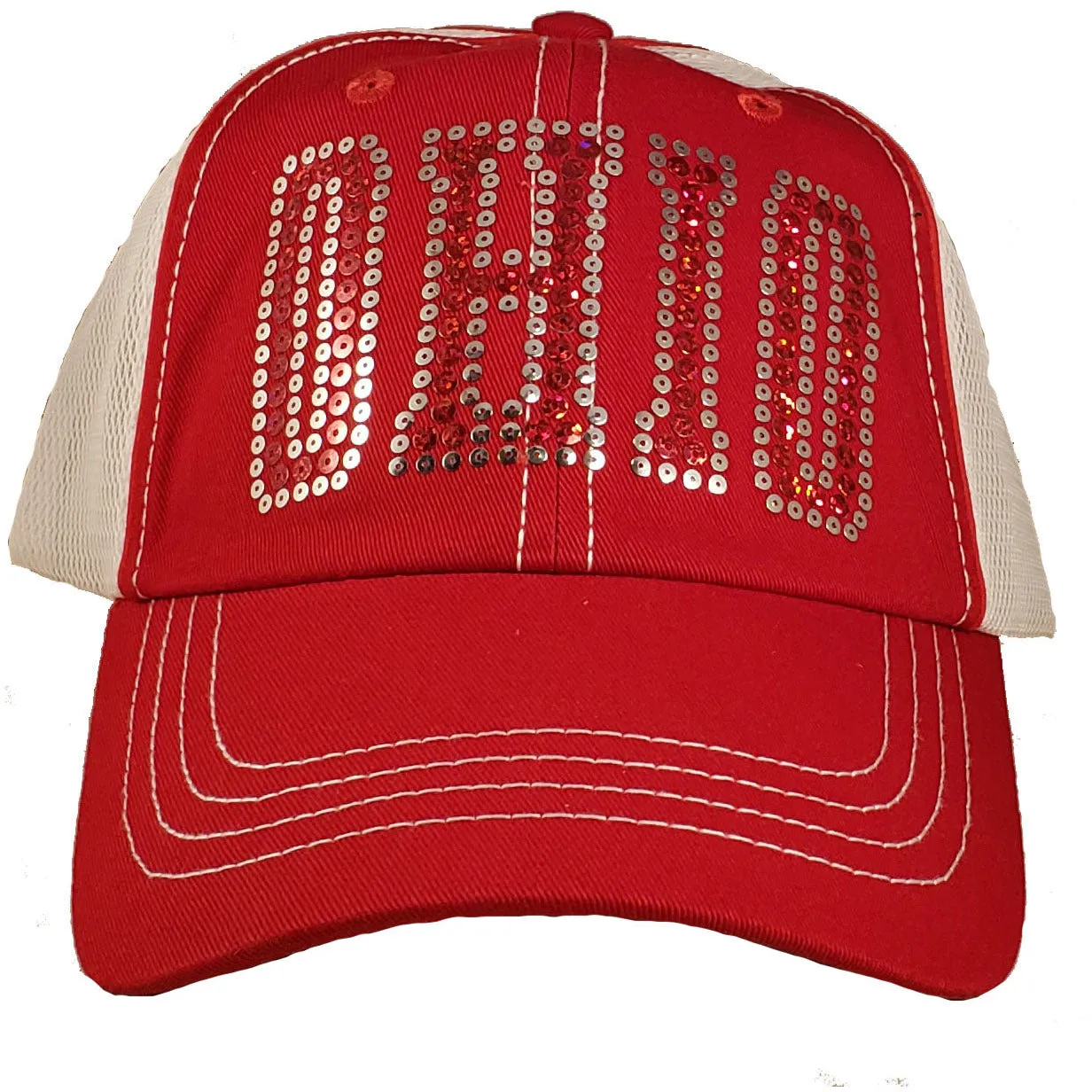 Ohio Red and Silver Sparkle Ladies Hat