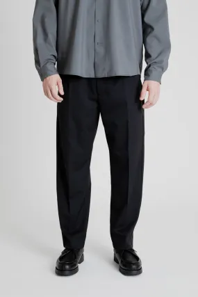 One Tuck Wool Pants - Black