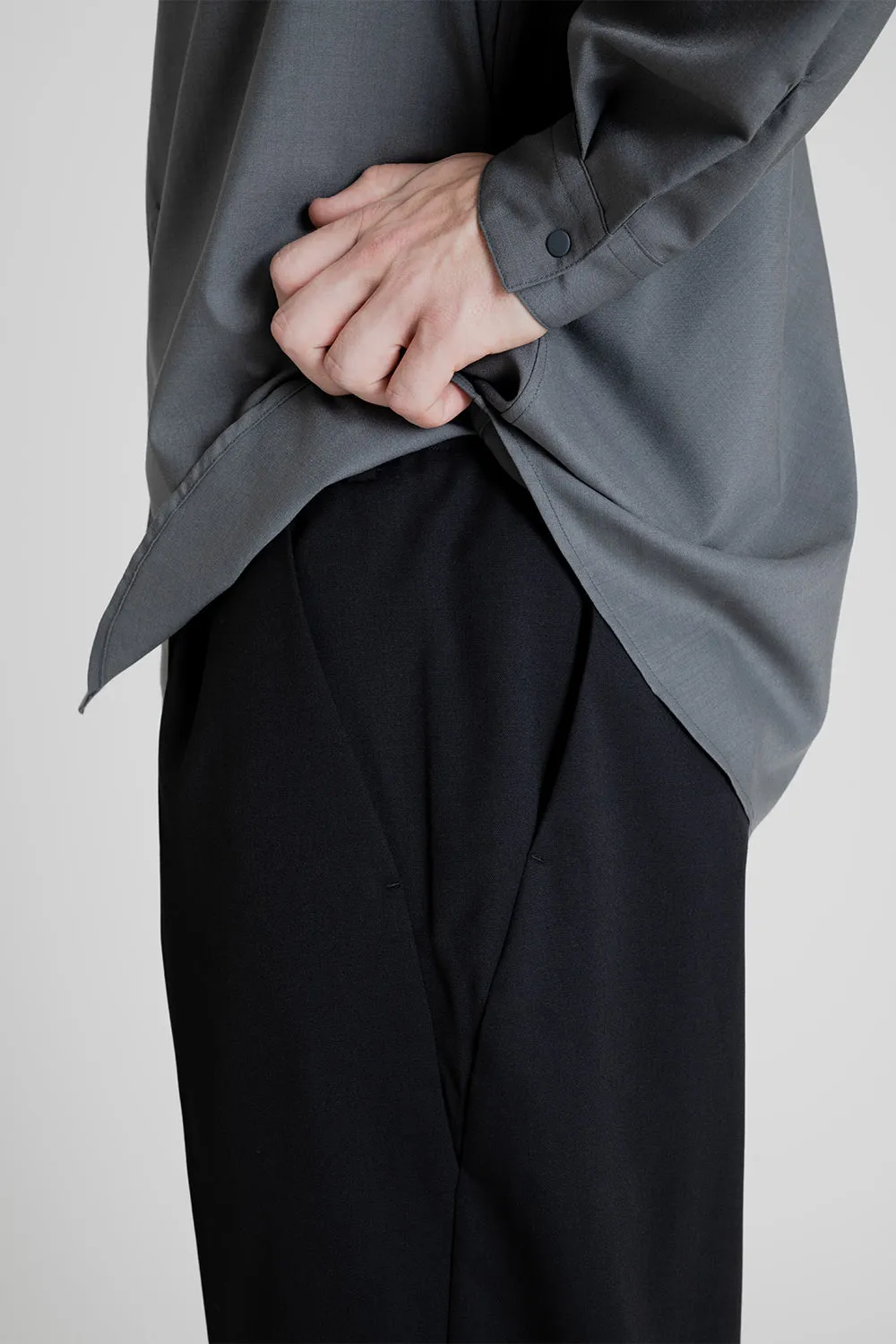 One Tuck Wool Pants - Black
