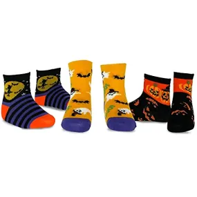 TeeHee Fun Halloween Novelty Socks for Little Kids Toddler Crew Socks 3-Pair Pack (K2104HAL)